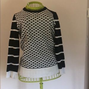 3/4 length sleeve black and white cotton